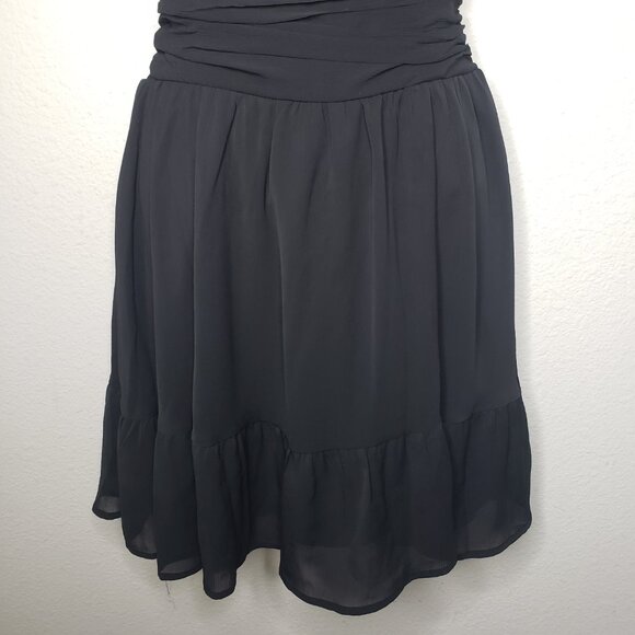 Exlura Women's Sz S Black Open Back Ruffle Mini Dress - Picture 4 of 6